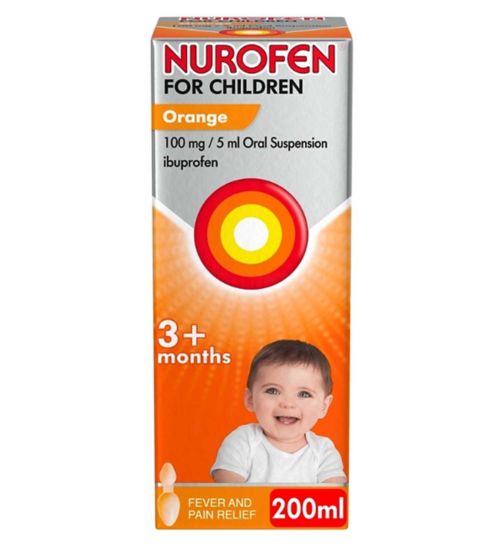 Nurofen for children 3 months + orange flavour 100mg/5ml oral suspension 200ml