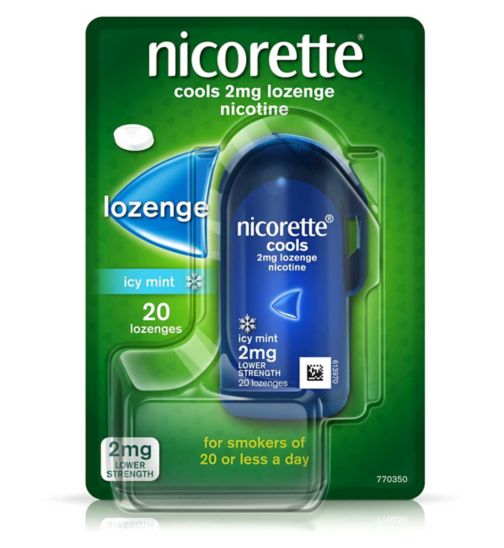 Nicorette Cools Icy Mint Flavour 2mg Lower Strength Nicotine 20 Lozenges