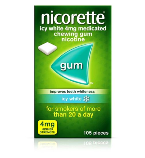 Nicorette Icy White Flavour 4mg Higher Strength Medicated Chewing Gum Nicotine 105 Pieces