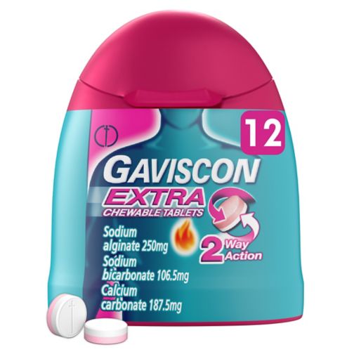 Gaviscon Extra Peppermint Flavour Handy Pack 12 Chewable Tablets