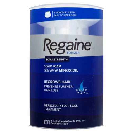 Regaine For Men Extra Strength 5% w/w Minoxidil Cutaneous Scalp Foam 3x73ml