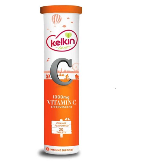 Kelkin Vitamin C Effervescent 1000mg Orange Flavoured 20 Tablets