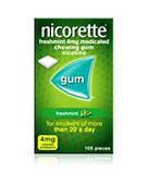 Nicorette Freshmint Flavour 4mg Higher Strength Medicated Chewing Gum Nicotine 105 Pieces
