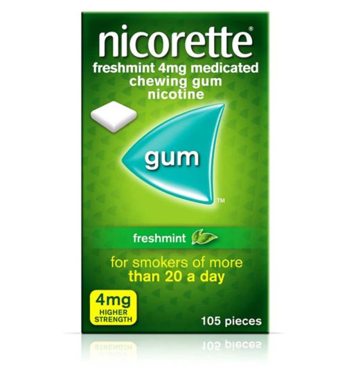 Nicorette Freshmint Flavour 4mg Higher Strength Medicated Chewing Gum Nicotine 105 Pieces