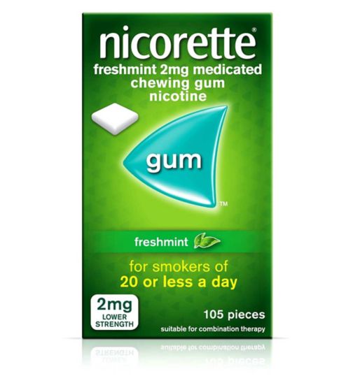 Nicorette Freshmint Flavour 2mg Lower Strength Medicated Chewing Gum Nicotine 105 Pieces