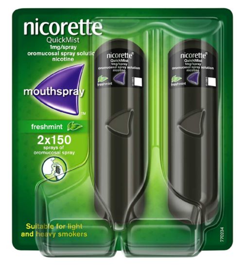 Nicorette QuickMist 1mg/spray Mouthspray - Freshmint flavour- Duo Pack 2x150 Sprays