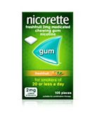 Nicorette Freshfruit Flavour 2mg Lower Strength Medicated Chewing Gum Nicotine 105 Pieces