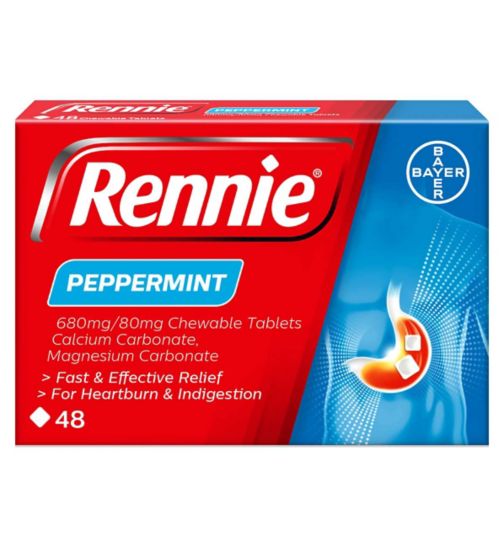 Rennie Peppermint Flavour 48 Chewable Tablets