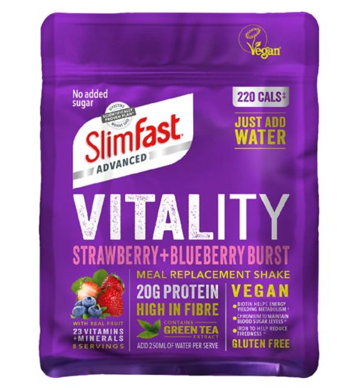 SlimFast Vegan Advanced Vitality Shake - Strawberry & Blueberry Burst - 400g