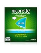 Nicorette Icy White Flavour 2mg Lower Strength Medicated Chewing Gum Nicotine 210 Pieces