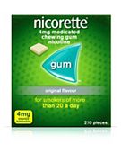 Nicorette 4mg Original Flavour Higher Strength Medicated Chewing Gum Nicotine 210 Pieces