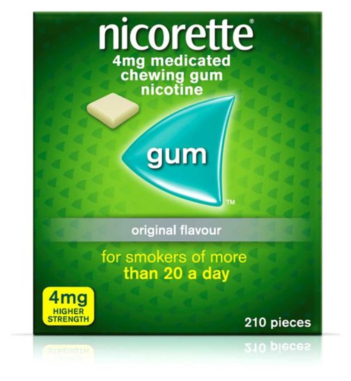 Nicorette 4mg Original Flavour Higher Strength Medicated Chewing Gum Nicotine 210 Pieces