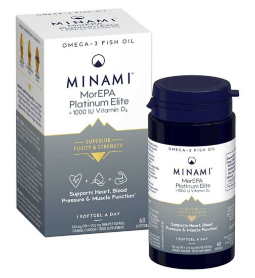 Minami MorEPA Omega 3 Fish Oil Platinum Elite +1000 IU Vitamin D3 60 Softgels