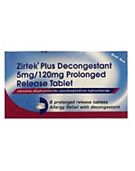 Zirtek plus decongestant 5mg/120mg 6 tablets