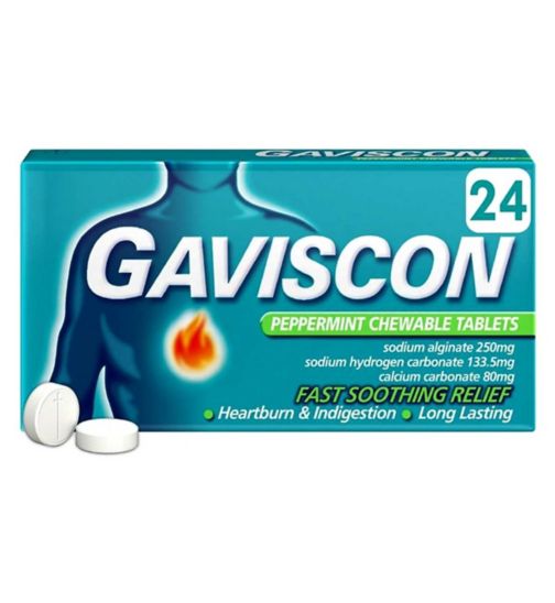 Gaviscon Peppermint Flavour 24 Chewable Tablets