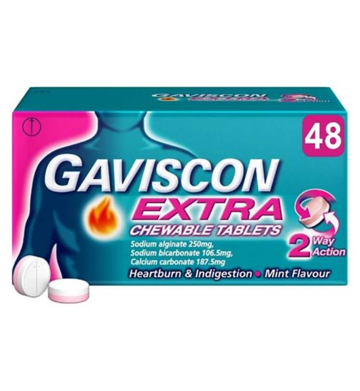 Gaviscon Extra Mint Flavour 48 Chewable Tablets