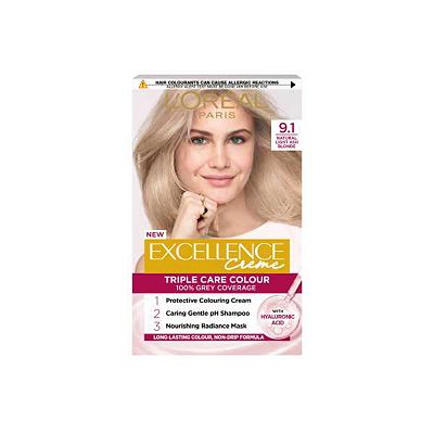 LOral Paris Excellence Crme Permanent Hair Dye, Up to 100% Grey Hair Coverage, 9.1 Natural Light Ash