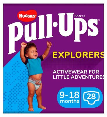 Huggies Pull-Ups Explorers, Boy, Size 9-18 Months, Nappy Size 3-4, 28 BIG KID pants