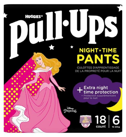 Huggies Pull-Ups Trainers Night, Girl, Size 2-4 Years, Nappy Size 5-6+, 18 BIG KID Training Pants