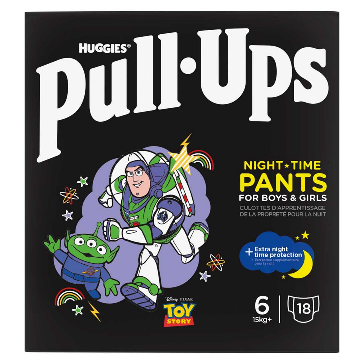 Huggies Pull-Ups Unisex Night Time Training Nappy Pants, Size 6, 18 Pants