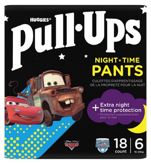 Huggies Pull-Ups Trainers Night, Boy, Size 2-4 Years, Nappy Size 5-6+, 18 BIG KID Training Pants