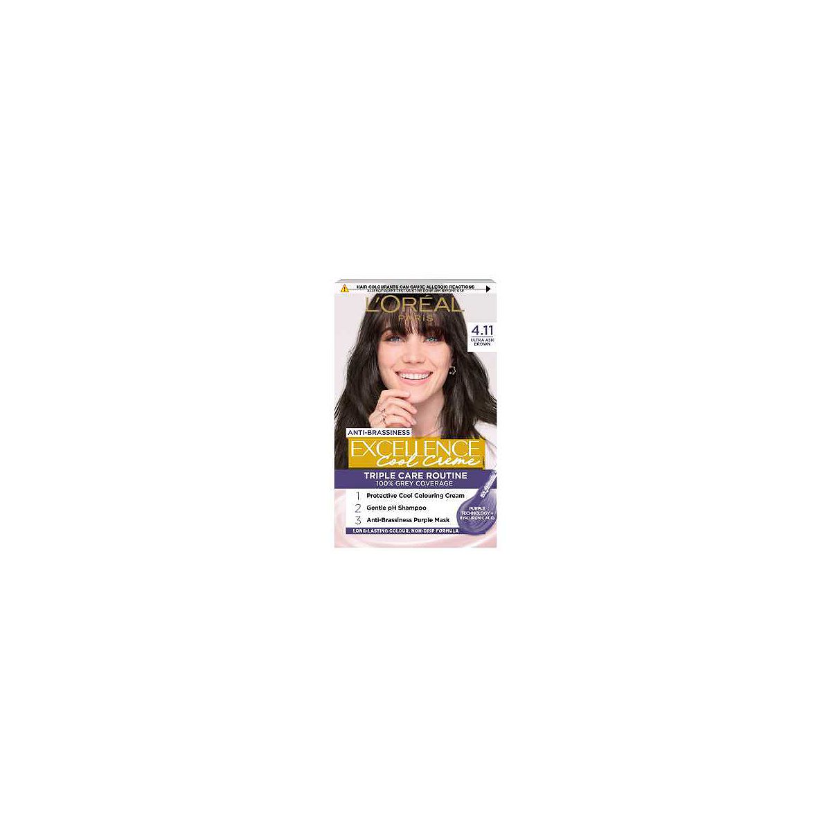 L'Oreal Excellence Cool Crème 4.11 Ultra Ash Brown: No Brass, 100% Grey