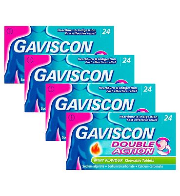 Gaviscon Bundle: 4 x 24 Gaviscon Double Action Mint Flavour Chewable Tablets