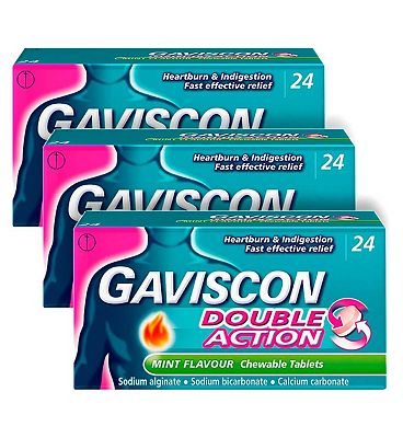 Gaviscon Bundle: 4 x 24 Gaviscon Double Action Mint Flavour Chewable Tablets