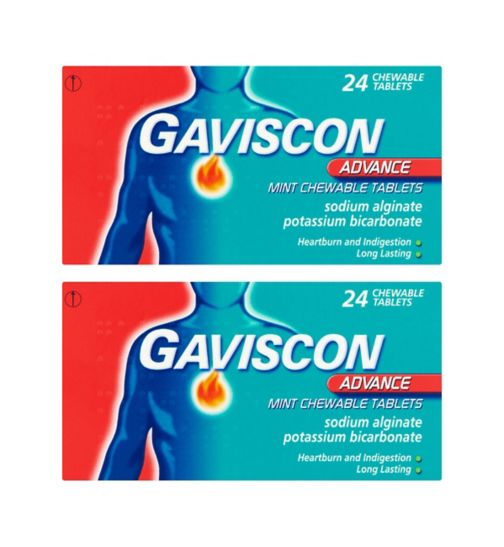 Gaviscon Advance 24 Mint Chewable Tablets;Gaviscon Advance Mint Chewable 24 Tablets;Gaviscon Bundle: 2 x 24 Gaviscon Advance Mint Chewable Tablets