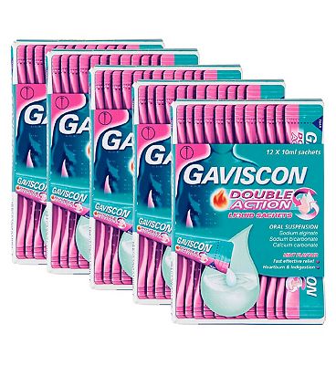 Gaviscon Bundle: 5 x 12 Gaviscon Double Action Liquid Oral Suspension 10ml Sachets