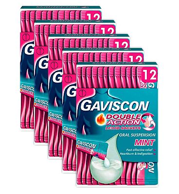 Gaviscon Bundle: 5 x 12 Gaviscon Double Action Liquid Oral Suspension 10ml Sachets