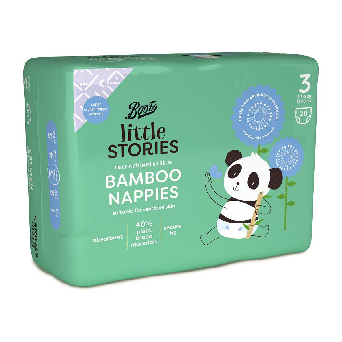   Little Stories Bamboo Nappy Size 3 28 Pack