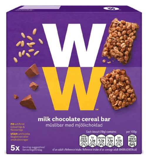 WW Milk Chocolate Cereal Bar 18g x 5pk - 90g