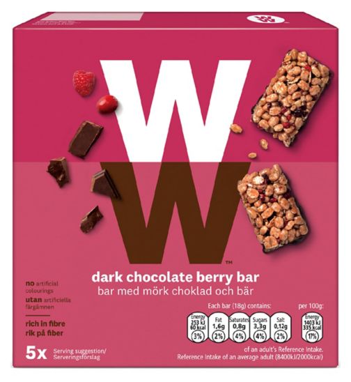 WW Dark Chocolate Berry Bar 18g x 5pk - 90g