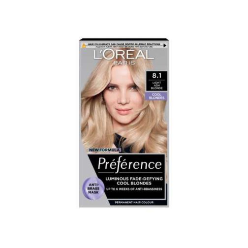 L’Oréal Paris Preference Permanent Hair Dye, Luminous Colour, Light Ash Blonde 8.1