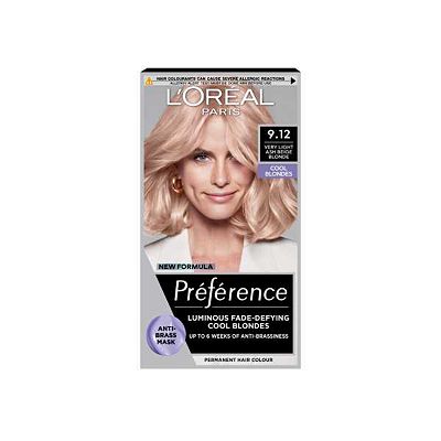 LOral Paris Preference Permanent Hair Dye, Luminous Colour, Very Light Ash Beige Blonde 9.12