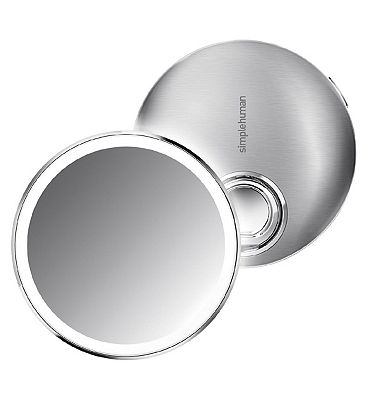 simplehuman sensor mirror compact, 3x magnification, brushed stainless steel