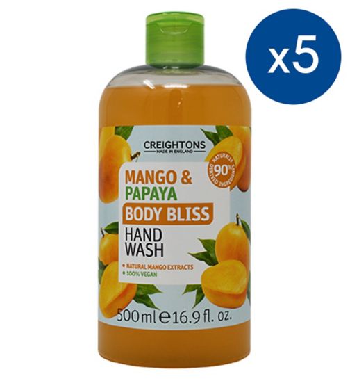 Creightons Body Bliss Mango & Papaya Hand Wash 500ml;Creightons Body Bliss Mango & Papaya Hand Wash 500ml;Pack of 5 Creightons Body Bliss Mango & Papaya Hand Wash 500ml