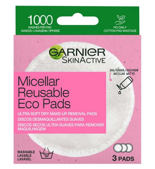 Garnier Micellar Reusable Make-up Remover Eco Pads, 3 Micro Fibre Pads