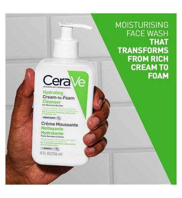 CeraVe Hydrating Cream-to-Foam Cleanser with Amino Acids for Normal to Dry Skin 236ml (8)