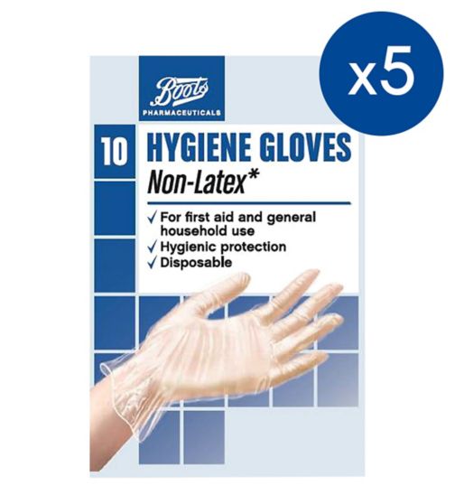 Boots Disposable Gloves Non Latex - 10 pack;Boots Non-Latex Hygiene Gloves - 10 pack;Boots Non-Latex Hygiene Gloves Bundle - 50 pack