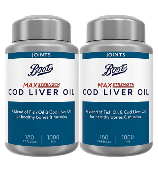 Boots Max Strength CLO 1000mg 180s;Boots Max Strength Cod Liver Oil 1000mg - 180 Capsules (6 month supply);Boots Max Strength Cod Liver Oil 1000mg Bundle: 2 x 180 Capsules (1 year supply)