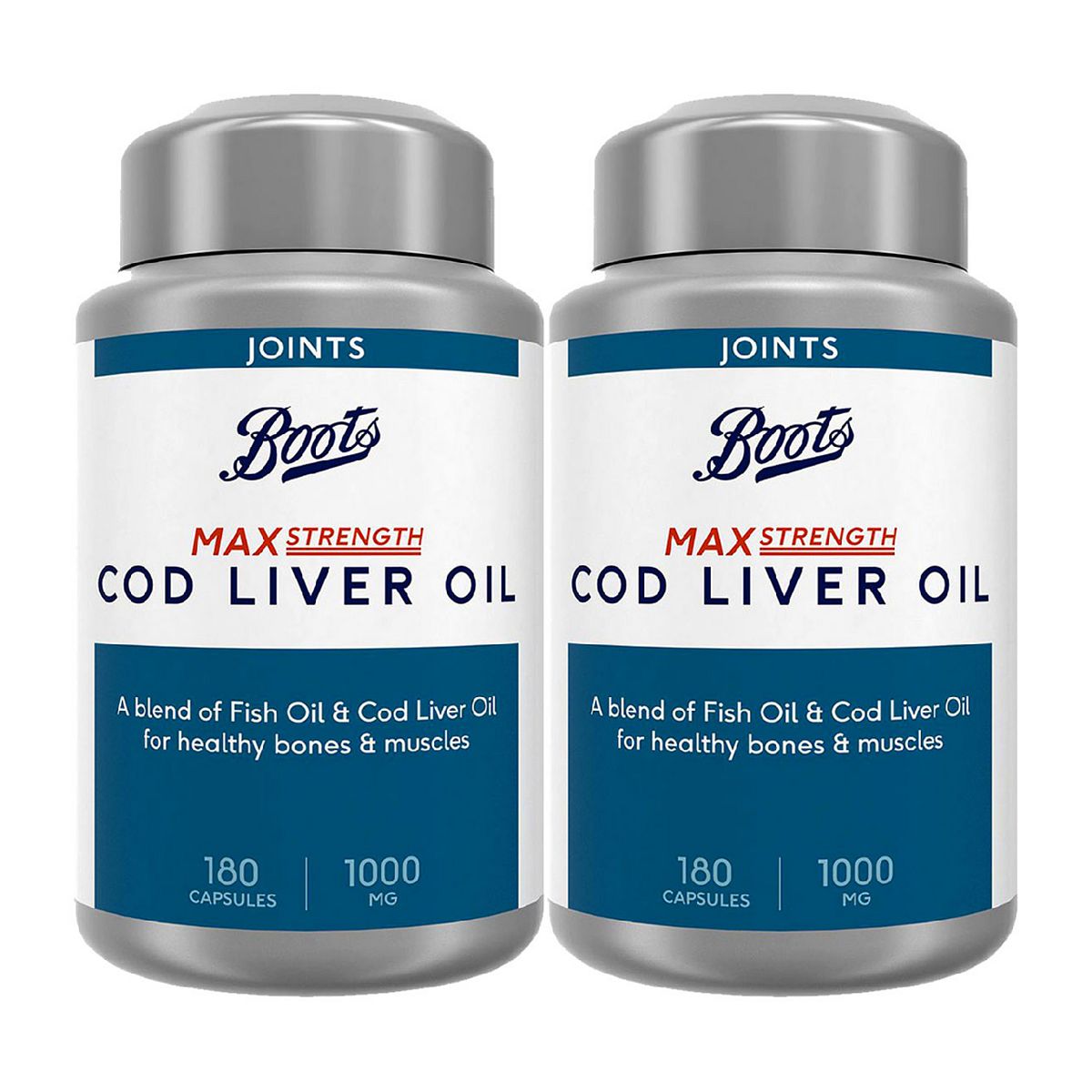 Boots Max Strength Cod Liver Oil 1000Mg Bundle: 2 X 180 Capsules (1 Year Supply)