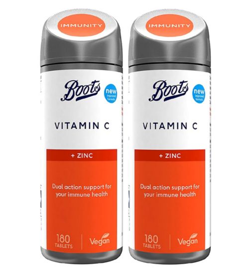 Boots Vitamin C & Zinc Bundle: 2 x 180 Tablets (1 year supply);Boots Vitamin C & Zinc Tablets 180s;Boots Vitamin C and Zinc 180 Tablets (6 month supply)
