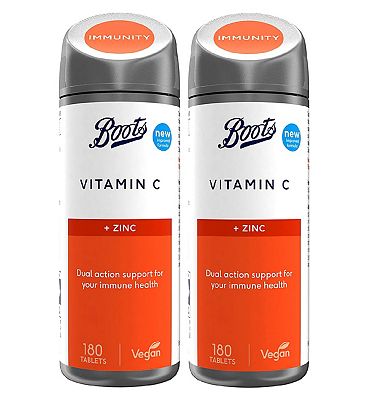 Boots Vitamin C & Zinc Bundle: 2 x 180 Tablets (1 year supply)