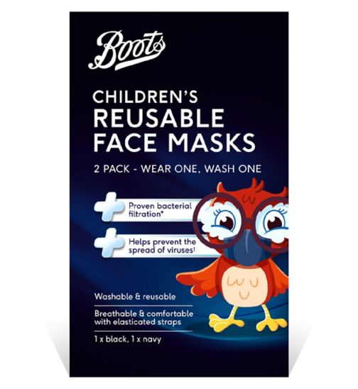 Boots Childrens Reusable Face Masks - 2 Pack
