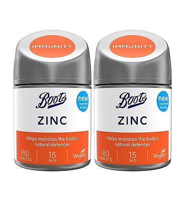 Boots Zinc 15mg Bundle: 2 x 180 Tablets (1 year supply)