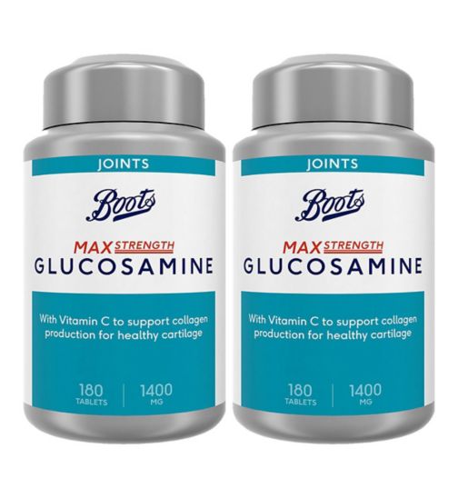 Boots Max Strength Glucosamine - 180 Tablets (6 month supply);Boots Max Strength Glucosamine 1400mg 180s;Boots Max Strength Glucosamine Bundle: 2 x 180 Tablets (1 year supply)