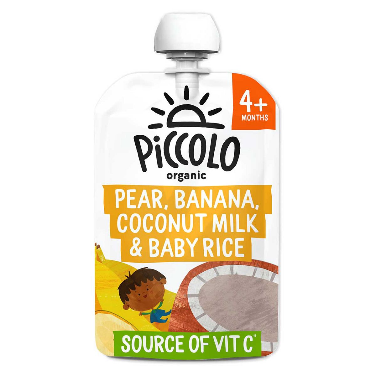 Piccolo Organic Pear, Banana, Coconut Milk & Baby Rice 100G 4 Months+