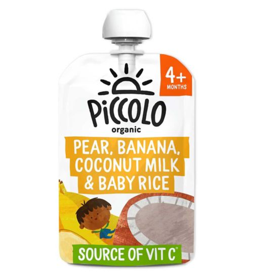 Piccolo Organic Pear, Banana, Coconut Milk & Baby Rice 100g 4 Months+